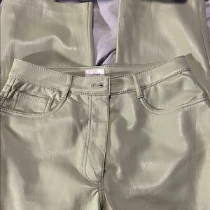 Wilfred High Rise Leather Jeans in Light Green